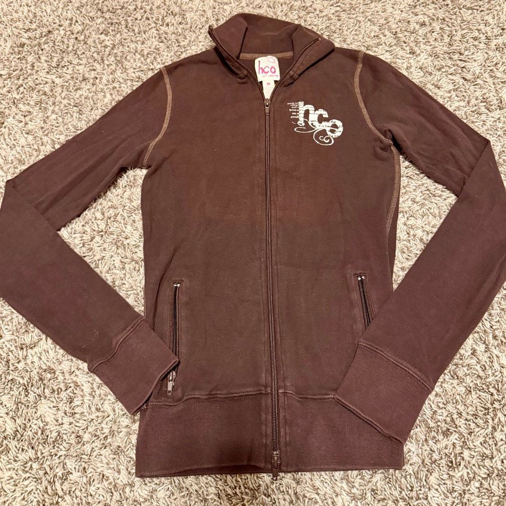 Hollister Brown Zip-Up Hoodie